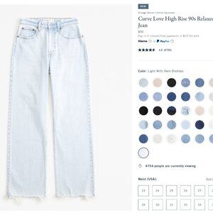 Curve Love High Rise 90s Relaxed Jean - light wash denim - Size 31 Long